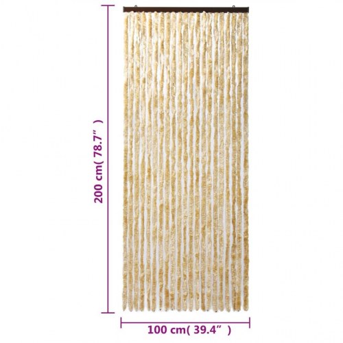 Flueforhæng 100×200 cm i chenille - beige insektgardin