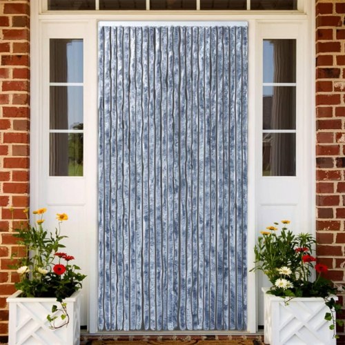 Flueforhæng 100 × 230 cm i chenille - sølvfarvet dørgardin