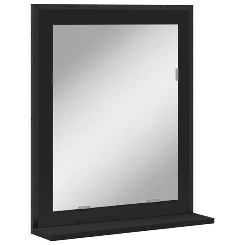 Badeværelsesspejl med hylde 50x12x60 cm konstrueret træ sort