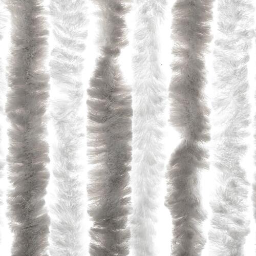 Flueforhæng 56x200 cm chenille lysegrå og hvid