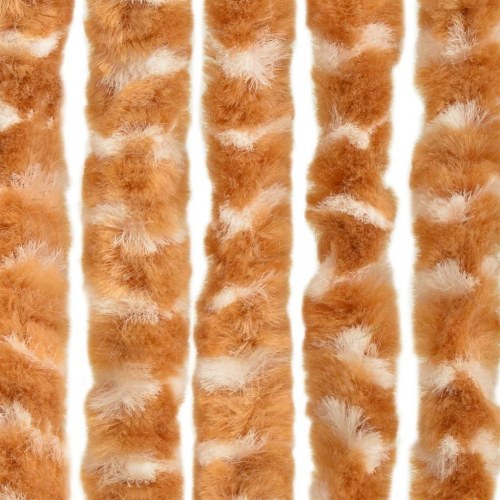 Flueforhæng 56×200 cm i chenille - okkergul/hvid