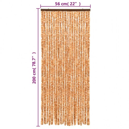 Flueforhæng 56×200 cm i chenille - okkergul/hvid