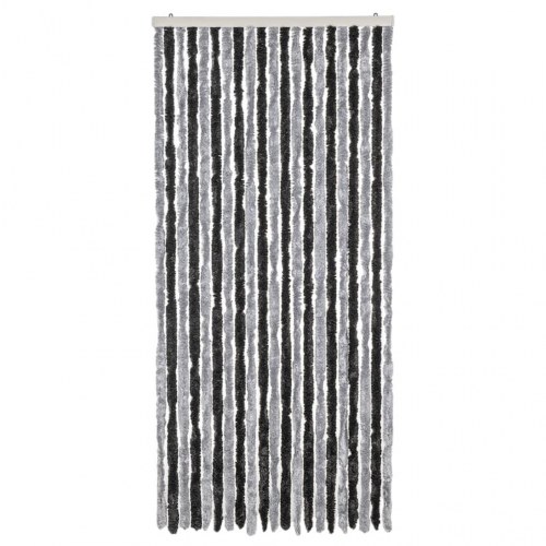 Flueforhæng 56×185 cm i chenille - grå/sort dørgardin