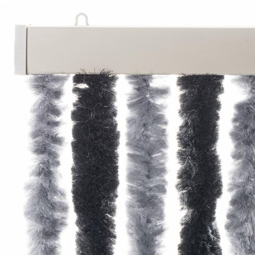 Flueforhæng 56×185 cm i chenille - grå/sort dørgardin