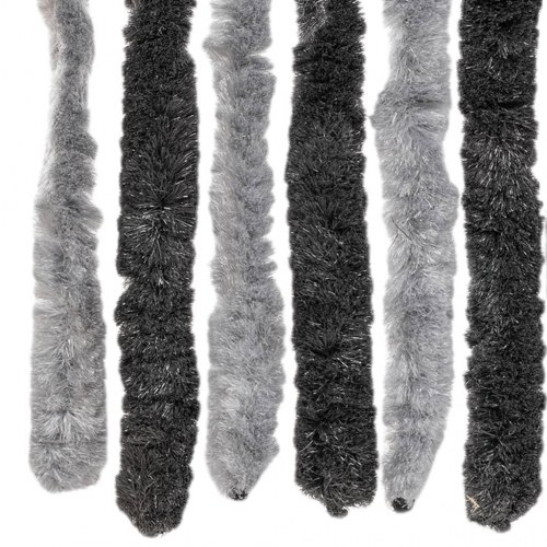 Flueforhæng 56×185 cm i chenille - grå/sort dørgardin