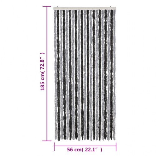 Flueforhæng 56×185 cm i chenille - grå/sort dørgardin