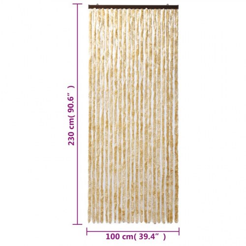 Flueforhæng 100 x 230 cm i chenille - beige