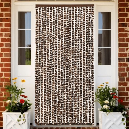 Flueforhæng 90×200 cm i chenille - brun og hvid