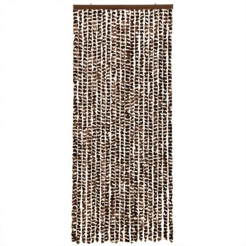 Flueforhæng 90×200 cm i chenille - brun og hvid