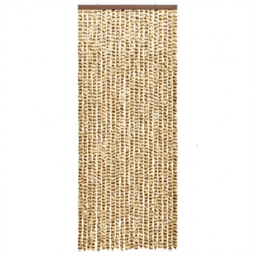 Flueforhæng 100 × 230 cm i chenille - beige/brun