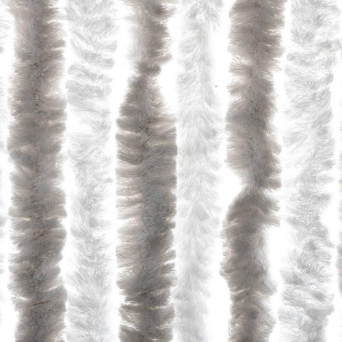 Flueforhæng 100×200 cm i chenille - lysegrå/hvid