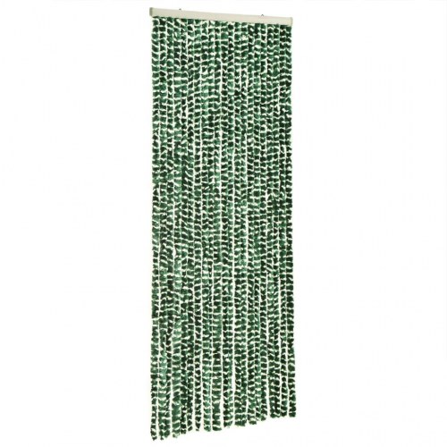 Flueforhæng 56×200 cm i chenille - grøn/hvid dørgardin
