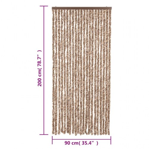 Flueforhæng 90×200 cm i chenille - beige/mørkebrun