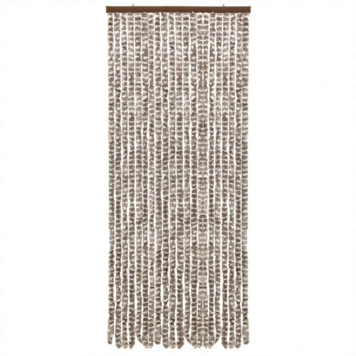 Flueforhæng 100×200 cm i chenille - gråbrun/hvid