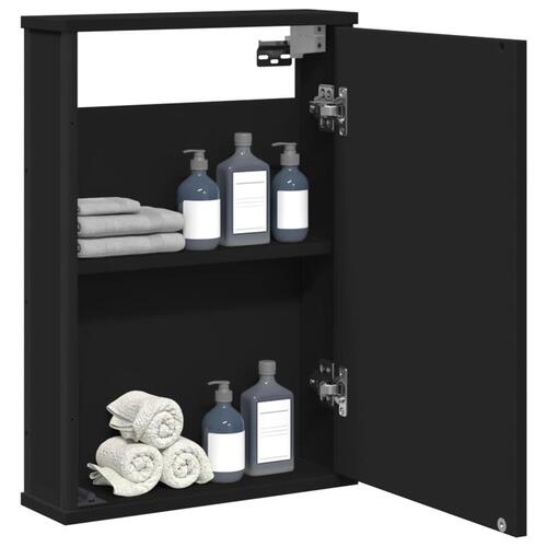 Badeværelsesskab med spejl 42x12x60 cm konstrueret træ sort