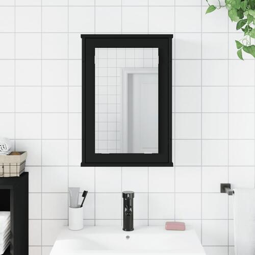 Badeværelsesskab med spejl 42x12x60 cm konstrueret træ sort