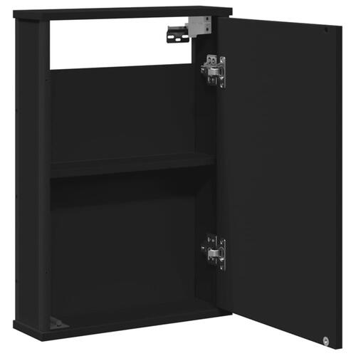 Badeværelsesskab med spejl 42x12x60 cm konstrueret træ sort
