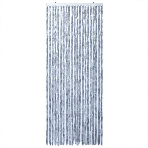 Flueforhæng 100 × 200 cm i chenille - sølvfarvet dørgardin