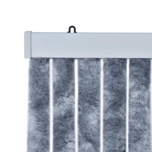 Flueforhæng 100 × 200 cm i chenille - sølvfarvet dørgardin