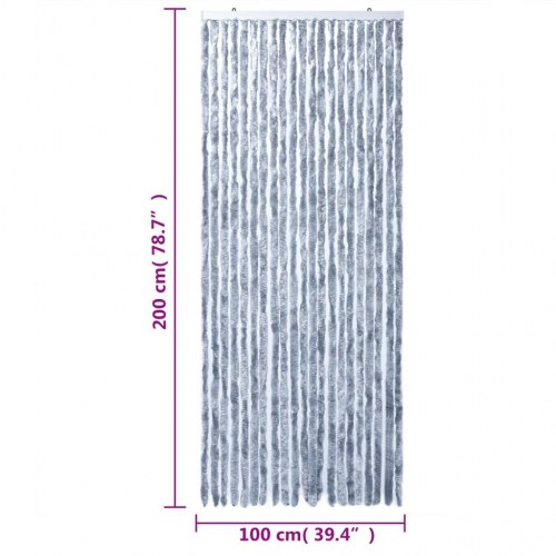 Flueforhæng 100 × 200 cm i chenille - sølvfarvet dørgardin
