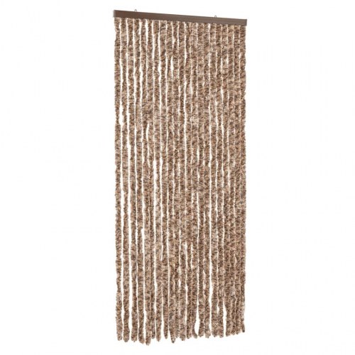 Flueforhæng 100 × 230 cm i chenille - beige/mørkebrun