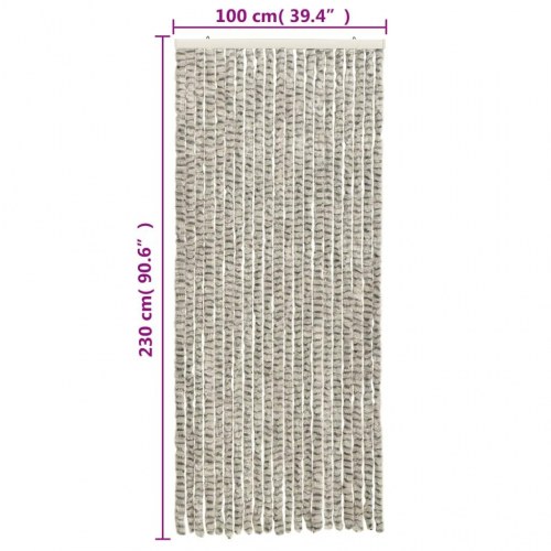 Flueforhæng 100 × 230 cm i chenille - lysegrå/mørkegrå