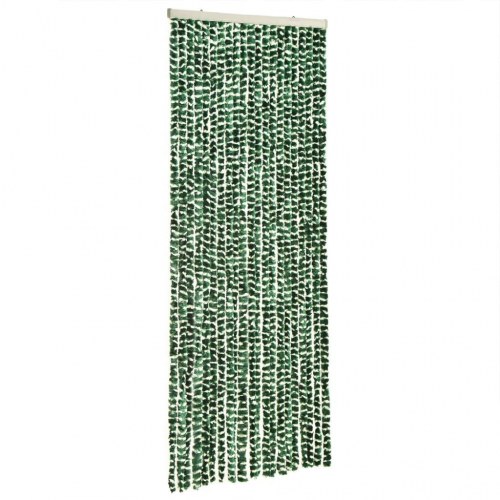 Flueforhæng 100×200 cm i chenille - grøn/hvid dørgardin
