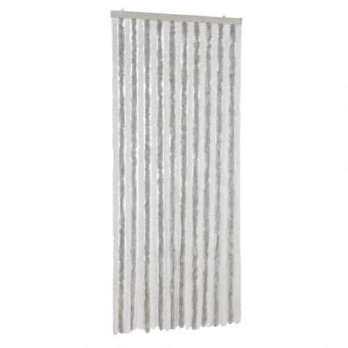 Flueforhæng 90×200 cm i chenille - lysegrå/hvid