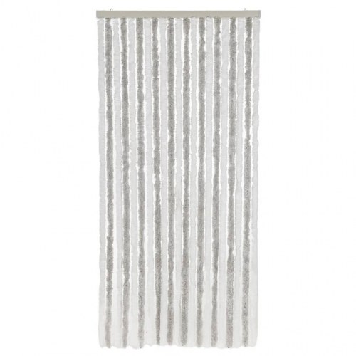 Flueforhæng 90×200 cm i chenille - lysegrå/hvid