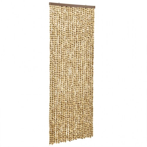 Flueforhæng 56×200 cm i chenille - beige/brun dørgardin
