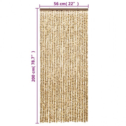 Flueforhæng 56×200 cm i chenille - beige/brun dørgardin