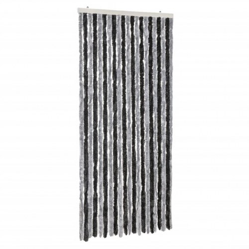 Flueforhæng 100 × 220 cm i chenille - grå/sort