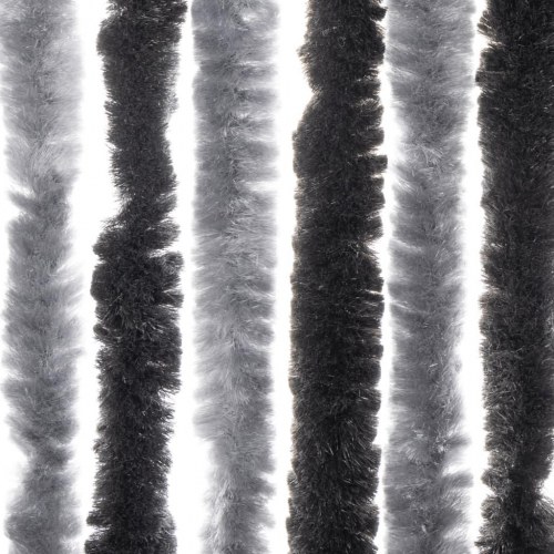 Flueforhæng 100 × 220 cm i chenille - grå/sort