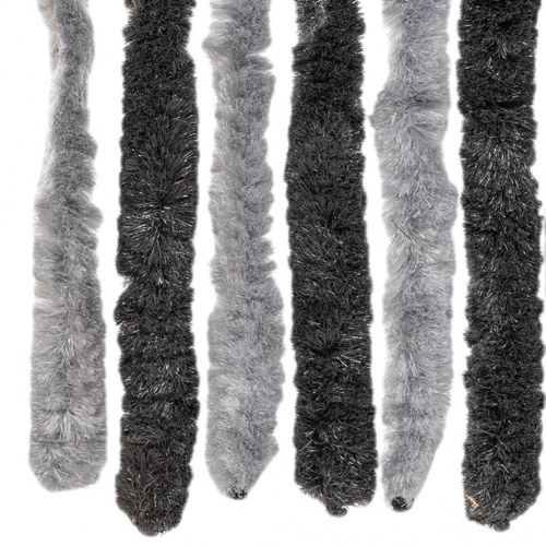 Flueforhæng 100 × 220 cm i chenille - grå/sort