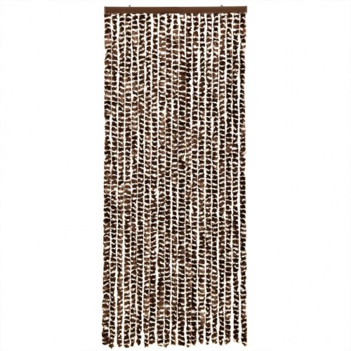 Flueforhæng 100×200 cm i chenille - brun/hvid