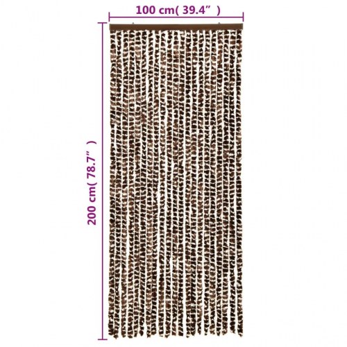 Flueforhæng 100×200 cm i chenille - brun/hvid
