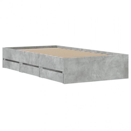 Sengeramme med skuffer 90×200 cm - konstrueret træ, betongrå