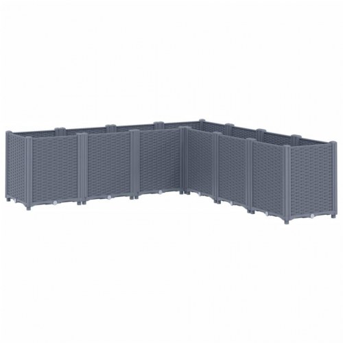 Plantekasse med 7 moduler 160 x 160 x 53 cm - blågrå
