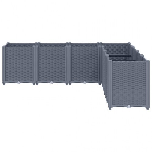 Plantekasse med 7 moduler 160 x 160 x 53 cm - blågrå