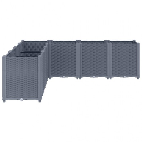 Plantekasse med 7 moduler 160 x 160 x 53 cm - blågrå