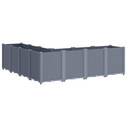 Plantekasse med 7 moduler 160 x 160 x 53 cm - blågrå