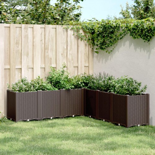 Plantekasse med 7 moduler 160 x 160 x 53 cm - brun