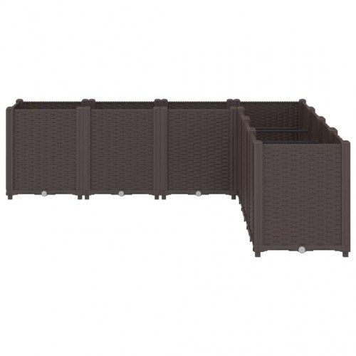 Plantekasse med 7 moduler 160 x 160 x 53 cm - brun