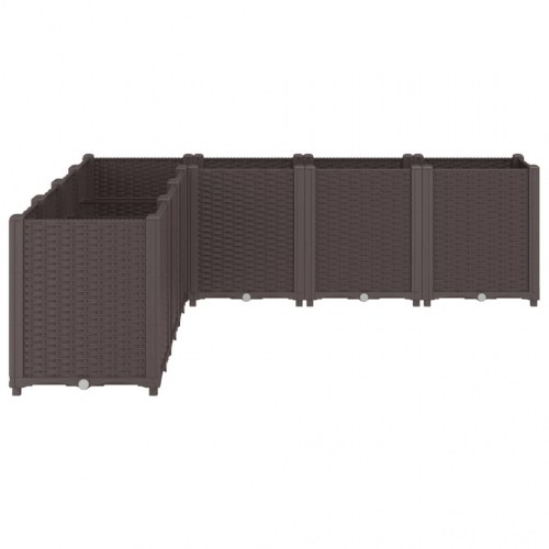 Plantekasse med 7 moduler 160 x 160 x 53 cm - brun