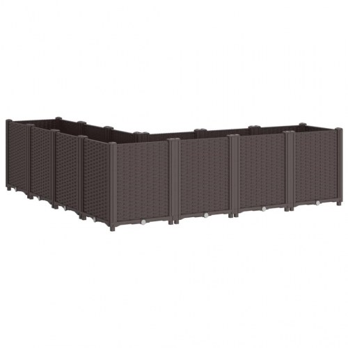 Plantekasse med 7 moduler 160 x 160 x 53 cm - brun