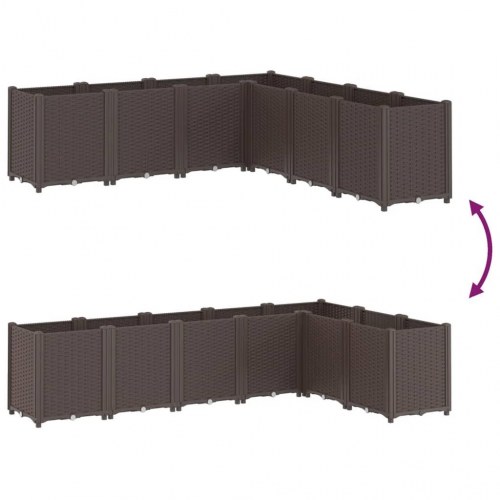 Plantekasse med 7 moduler 160 x 160 x 53 cm - brun