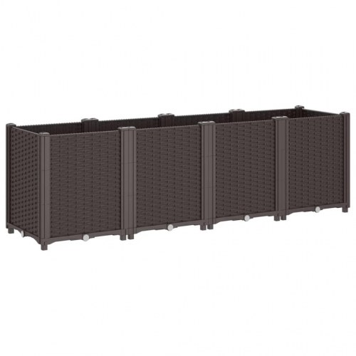 Plantekasse med 4 blomsterkasser 160 x 40 x 53 cm - brun