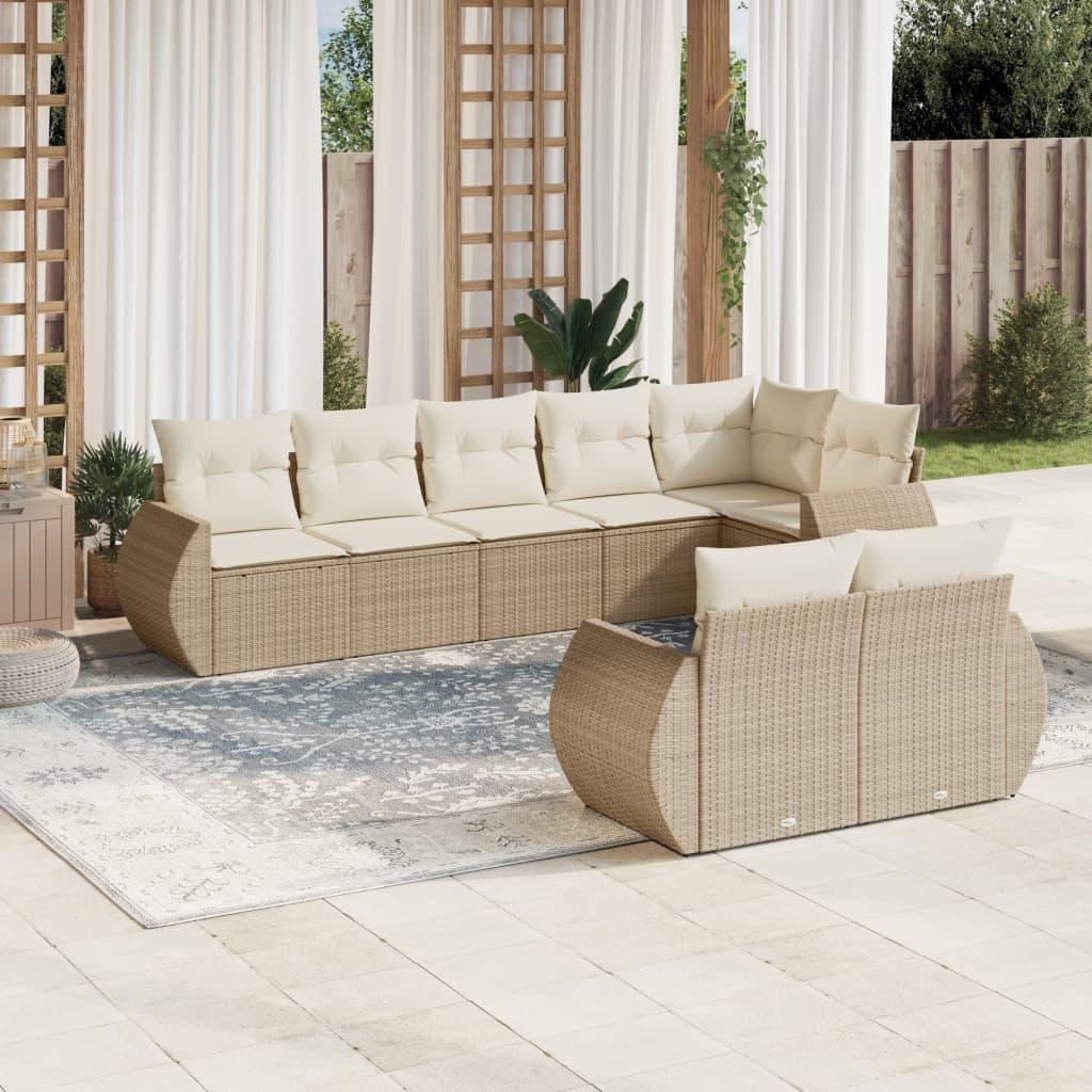 Sofasæt Til Haven 9 Dele Med Hynder Polyrattan - beige og cremefarvet / Uden bord