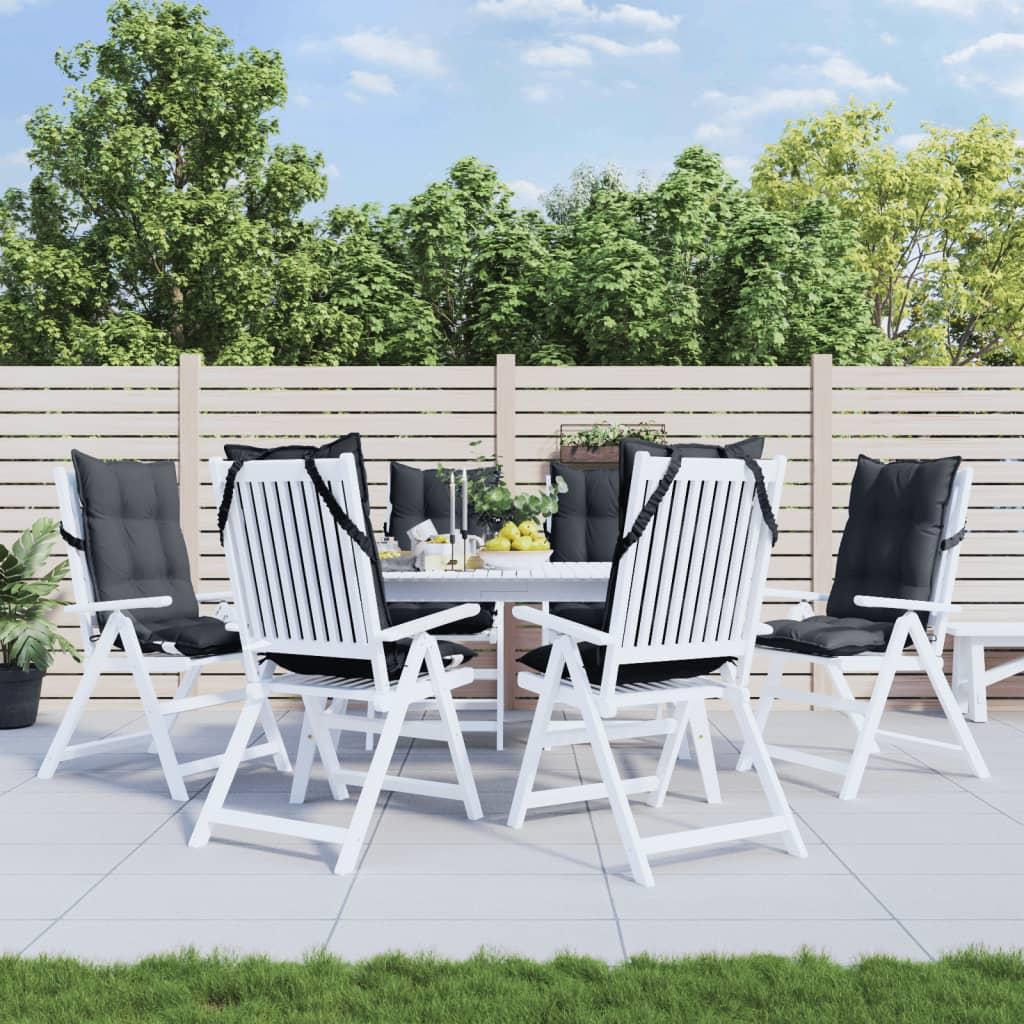 Stolehynder m. høj ryg 6 stk. oxfordstof antracitgrå