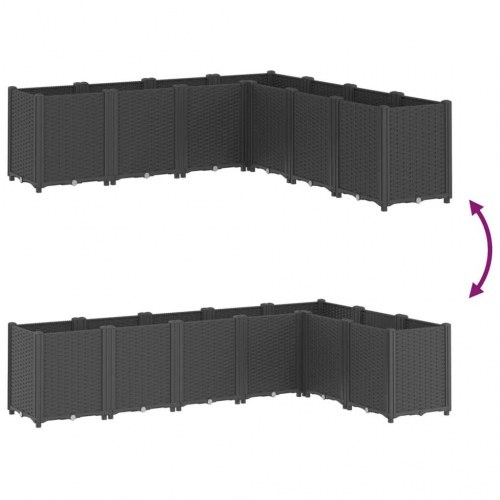 Plantekasse i 7 dele 160 x 160 x 53 cm - sort